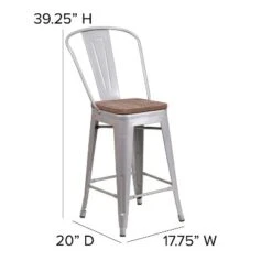 Flash Furniture 24" High Metal Counter Height Stool With Back And Wood Seat -Furniture Shop GUEST 68e0118f 3fa4 4975 9db3 439ed0b04e2c