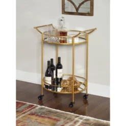 Round Metal Bar Cart Gold - Linon -Furniture Shop GUEST 697a93be 9317 4e40 a4b8 bf30d4807bbf