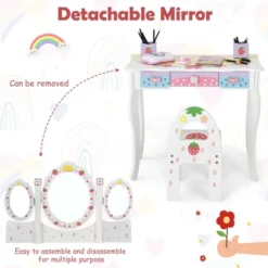 Costway Kids Vanity Princess Makeup Dressing Table Chair Set W/ Tri-fold Mirror White 18 Costway Kids Vanity Princess Makeup Dressing Table Chair Set W/ Tri-fold Mirror White -Furniture Shop GUEST 6a04a345 796c 42b1 b2d3 8012874ed8f5