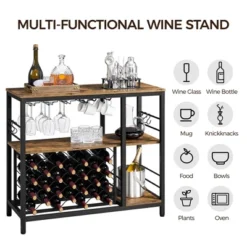 Yaheetech Home Bar Industrial Wine Rack Table With Glass Holder, Wine Bar Cabinet, Rustic Brown -Furniture Shop GUEST 6a3d2b8c 2f64 4b13 9bd2 2cce88143eed