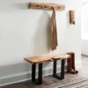 Alaterre Furniture Alpine Natural Brown Live Edge Bench With Coat Hook Set Metal And Wood -Furniture Shop GUEST 6aabac37 f458 4a8f b389 935c954a6944