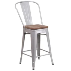 Flash Furniture 24" High Metal Counter Height Stool With Back And Wood Seat -Furniture Shop GUEST 6c217e90 c527 4bf5 8a31 2611bcce94c2