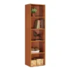 Hodedah Import 12 D X 16 W X 60 H Inch 5 Shelf Bookcase Storage Organizer Solution For Living Room, Bedroom, Or Office, Cherry Wood Finish -Furniture Shop GUEST 6cd85840 80df 4a39 ac31 27aacbbdb86c