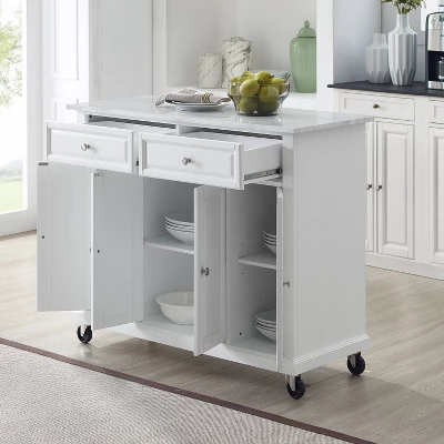 Avery Kitchen Island/Cart Distressed White/White Marble - Crosley 8 Avery Kitchen Island/Cart Distressed White/White Marble - Crosley - Image 6