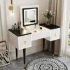 43.3" Modern Vanity Table Set With Flip-Up Mirror, LED Lights And Storage - ModernLuxe 1 43.3" Modern Vanity Table Set With Flip-Up Mirror, LED Lights And Storage - ModernLuxe -Furniture Shop GUEST 6d540f39 65d4 4d36 aca3 7cefa06d9e84