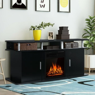 Costway 63'' Fireplace TV Stand W/18'' 1500W Electric Fireplace Up To 70'' Black 5 Costway 63'' Fireplace TV Stand W/18'' 1500W Electric Fireplace Up To 70'' Black - Image 3