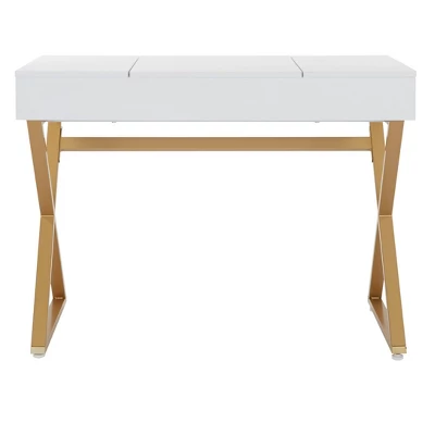 Juliette Vanity Desk Gold Legs With Top White - OSP Home Furnishings 4 Juliette Vanity Desk Gold Legs With Top White - OSP Home Furnishings - Image 2