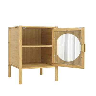 Organnice Single Door Nightstand, Bamboo Bedside Table 4 Organnice Single Door Nightstand, Bamboo Bedside Table - Image 2