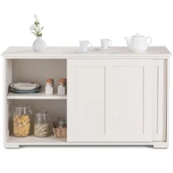 Costway Kitchen Storage Cabinet Sideboard Buffet Cupboard Wood Sliding Door Pantry White -Furniture Shop GUEST 6e9276f1 9ae3 466c 8c20 ad9573d8dfab