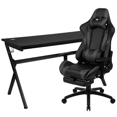 Flash Furniture Gaming Desk And Footrest Reclining Gaming Chair Set - Cup Holder/Headphone Hook/Removable Mouse Pad Top/Wire Management 17 Flash Furniture Gaming Desk And Footrest Reclining Gaming Chair Set - Cup Holder/Headphone Hook/Removable Mouse Pad Top/Wire Management - Image 15