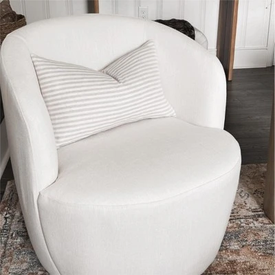 Bella Swivel Barrel Chairs Set Of 2,Contemporary Farmhouse 28'' Seat Width Linen Swivel Chair,Armrest 360° Swivel Nursery Chair-Maison Boucle 7 Bella Swivel Barrel Chairs Set Of 2,Contemporary Farmhouse 28'' Seat Width Linen Swivel Chair,Armrest 360° Swivel Nursery Chair-Maison Boucle - Image 5
