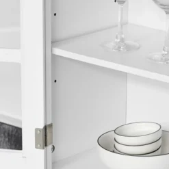 HOMCOM 67" Modern Buffet With Hutch, Louvered Kitchen Pantry Microwave Cabinet With Framed Glass Doors And 2 Drawers, White 12 HOMCOM 67" Modern Buffet With Hutch, Louvered Kitchen Pantry Microwave Cabinet With Framed Glass Doors And 2 Drawers, White -Furniture Shop GUEST 6fae27a7 4f05 4e3d 95eb 280c41cc4b3f