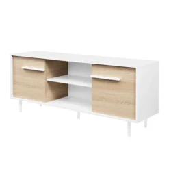 Modern 2 Door TV Stand For TVs Up To 65" Solid White/Coastal Oak/White - Saracina Home 16 Modern 2 Door TV Stand For TVs Up To 65" Solid White/Coastal Oak/White - Saracina Home -Furniture Shop GUEST 71b35f19 b185 49ca 9a53 cd5480612808