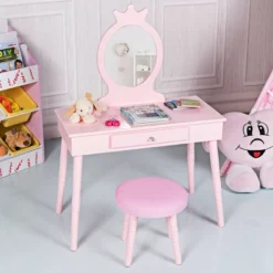Costway Kids Vanity Makeup Table & Chair Set Make Up Stool Play Set For Children 21 Costway Kids Vanity Makeup Table & Chair Set Make Up Stool Play Set For Children -Furniture Shop GUEST 73691811 7aa9 4cf7 814d d4713b24ff86