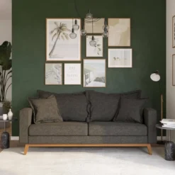 Maryan Pillowback Wood Stretcher Sofa Gray Linen - Room & Joy -Furniture Shop GUEST 737f439c 02d0 4831 933c 3f7d0bd56cb1