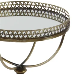 Metal And Glass Round Pedestal Table Gold - Olivia & May -Furniture Shop GUEST 73a2d238 ce26 48b5 8dc3 93e4aa707afb