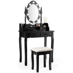 Costway Makeup Vanity Dressing Table Set W/10 Dimmable Bulbs Cushioned Stool 25 Costway Makeup Vanity Dressing Table Set W/10 Dimmable Bulbs Cushioned Stool -Furniture Shop GUEST 73ca3003 0e68 4724 8a66 4fffd9e0ad56