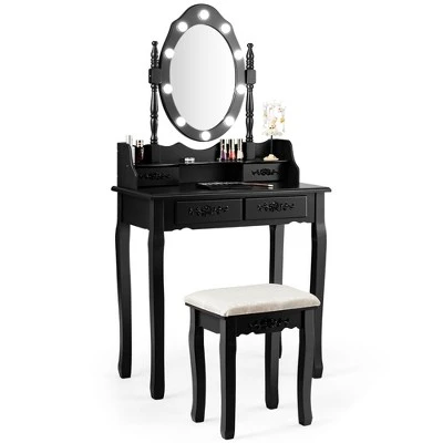 Costway Makeup Vanity Dressing Table Set W/10 Dimmable Bulbs Cushioned Stool 14 Costway Makeup Vanity Dressing Table Set W/10 Dimmable Bulbs Cushioned Stool - Image 12