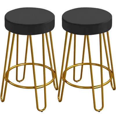 Yaheetech Set Of 2 Upholstered Velvet Counter Stools With Metal Legs 11 Yaheetech Set Of 2 Upholstered Velvet Counter Stools With Metal Legs - Image 9