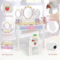Costway Kids Vanity Princess Makeup Dressing Table Chair Set W/ Tri-fold Mirror White 14 Costway Kids Vanity Princess Makeup Dressing Table Chair Set W/ Tri-fold Mirror White -Furniture Shop GUEST 76470556 db39 4f87 a21b 62ef8a2b11e3
