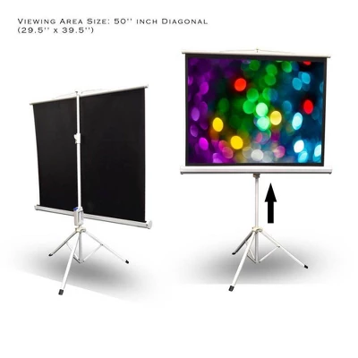 Pyle 50 Inch Fold Out Roll Up Video Projector Viewing Display Screen W/ Stand 4 Pyle 50 Inch Fold Out Roll Up Video Projector Viewing Display Screen W/ Stand - Image 2