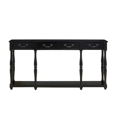 Spencer Spindle Console Table Black Crackle - Powell Company 3 Spencer Spindle Console Table Black Crackle - Powell Company