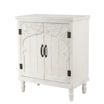 LuxenHome Farmhouse White Wood 2-Door Accent Storage Cabinet. 5 LuxenHome Farmhouse White Wood 2-Door Accent Storage Cabinet. - Image 3