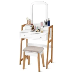 Costway Makeup Vanity Table Dressing Table Cushioned Stool Set -Furniture Shop GUEST 77bece16 5930 4a6a b75b 8e1685468eec
