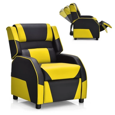 Costway Kids Youth Gaming Sofa Recliner W/Headrest & Footrest PU Leather YellowWhiteBluePink 14 Costway Kids Youth Gaming Sofa Recliner W/Headrest & Footrest PU Leather YellowWhiteBluePink - Image 12