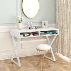 Costway Modern Computer Desk Writing Desk Makeup Vanity Table Storage -Furniture Shop GUEST 7866f124 4ce2 42e1 b9e3 48536c2da7ed