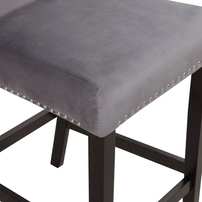 Set Of 2 Brook Nailhead Trim Counter Height Barstools Gray/Espresso - HOMES: Inside + Out 4 Set Of 2 Brook Nailhead Trim Counter Height Barstools Gray/Espresso - HOMES: Inside + Out - Image 2