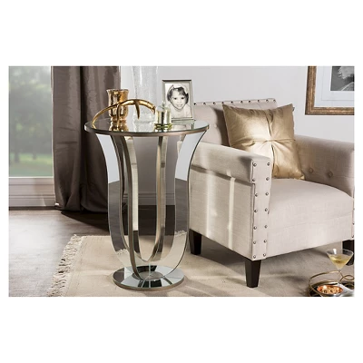 Kylie Modern And Contemporary Hollywood Regency Glamour Style Mirrored Accent Side Table - Silver - Baxton Studio 4 Kylie Modern And Contemporary Hollywood Regency Glamour Style Mirrored Accent Side Table - Silver - Baxton Studio - Image 2
