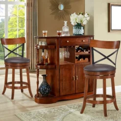 Costway Set Of 4 Bar Stools Swivel 25'' Dining Bar Chairs With Rubber Wood Legs -Furniture Shop GUEST 7a89acee ddd9 4087 a6d9 91462192cb87