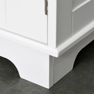 HOMCOM 67" Modern Buffet With Hutch, Louvered Kitchen Pantry Microwave Cabinet With Framed Glass Doors And 2 Drawers, White 8 HOMCOM 67" Modern Buffet With Hutch, Louvered Kitchen Pantry Microwave Cabinet With Framed Glass Doors And 2 Drawers, White - Image 6