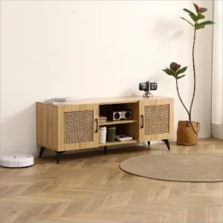 Freya 51.18" Rattan TV Stands With 2 Rattan Cabinet Doors And 2 Open Shelves For TVs Up To 60"-Maison Boucle 15 Freya 51.18" Rattan TV Stands With 2 Rattan Cabinet Doors And 2 Open Shelves For TVs Up To 60"-Maison Boucle -Furniture Shop GUEST 7aea0817 3dc6 402d 9e0e 2788293ad674