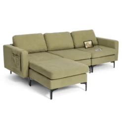 Costway Modern Modular 3-Seat Sofa Couch W/ Side Storage Pocket & Metal Leg GreenGrey 22 Costway Modern Modular 3-Seat Sofa Couch W/ Side Storage Pocket & Metal Leg GreenGrey -Furniture Shop GUEST 7bd474fc a443 4101 9a48 16d47fa9cba2