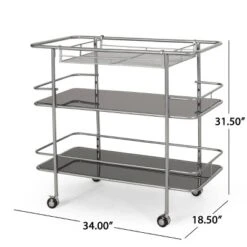 Bridger Modern 3 Tier Bar Cart With Glass Shelving Silver/Black - Christopher Knight Home -Furniture Shop GUEST 7c77e0ad c807 433c aadd a88b08910825