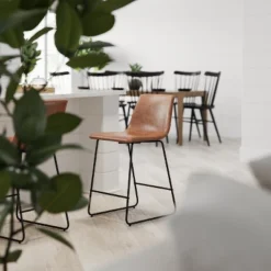 Merrick Lane 24 Inch Faux Counter Height Bucket Seat Stools, Set Of 2 -Furniture Shop GUEST 7dd8b81a f666 45fb bd7e 36629c939b23