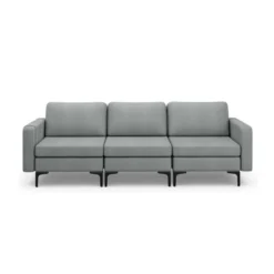 Costway Modern Modular 3-Seat Sofa Couch W/ Side Storage Pocket & Metal Leg GreenGrey 21 Costway Modern Modular 3-Seat Sofa Couch W/ Side Storage Pocket & Metal Leg GreenGrey -Furniture Shop GUEST 7e5c9403 ce6e 49fb b69c 50d4c5f018af