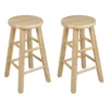 PJ Wood Classic Round-Seat 24" Tall Kitchen Counter Stools For Homes, Dining Spaces, And Bars With Backless Seats, 4 Square Legs, Natural (Set Of 8) -Furniture Shop GUEST 7e612e2f 64db 4e7e 90d5 8717431acd42