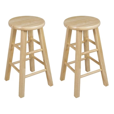 PJ Wood Classic Round-Seat 24" Tall Kitchen Counter Stools For Homes, Dining Spaces, And Bars With Backless Seats, 4 Square Legs, Natural (Set Of 8) 3 PJ Wood Classic Round-Seat 24" Tall Kitchen Counter Stools For Homes, Dining Spaces, And Bars With Backless Seats, 4 Square Legs, Natural (Set Of 8)