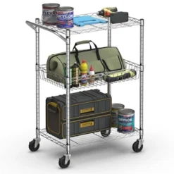 Costway 3-Tier Utility Cart Heavy Duty Wire Rolling Cart W/Handle Bar Storage Trolley 19 Costway 3-Tier Utility Cart Heavy Duty Wire Rolling Cart W/Handle Bar Storage Trolley -Furniture Shop GUEST 7f170dfc 757d 43c4 b3c7 122313c1b42a