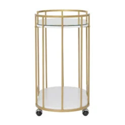 Pavillion 2 Tier Oval Bar Serving Cart Shelves With Glass Mirror Gold - Studio Designs -Furniture Shop GUEST 7ffa77ba d12a 4c20 b805 662fe45bca11