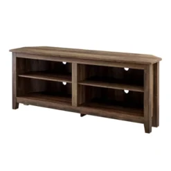 Transitional 4 Cubby Wood Open Storage Corner TV Stand For TVs Up To 65" - Saracina Home -Furniture Shop GUEST 800d3371 ca5e 49ee 9346 8d72f70b61c0
