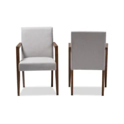Set Of 2 Andrea Mid - Century Modern Upholstered Wooden Armchair - Grayish Beige - Baxton Studio