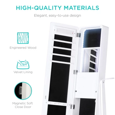 Best Choice Products Full Length LED Mirrored Jewelry Storage Organizer Cabinet W/ Interior & Exterior Lights 6 Best Choice Products Full Length LED Mirrored Jewelry Storage Organizer Cabinet W/ Interior & Exterior Lights - Image 4