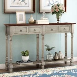 Rectangular Console Table With Drawers And Long Shelf-ModernLuxe -Furniture Shop GUEST 81668179 68fc 480e 87d9 81539fa3c44f