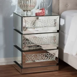 Sabrina Hollywood Regency Glamour Style Mirrored 3 - Drawer Nightstand - Baxton Studio 12 Sabrina Hollywood Regency Glamour Style Mirrored 3 - Drawer Nightstand - Baxton Studio -Furniture Shop GUEST 82052dad 1c24 4f96 b6c4 1c13251870bb