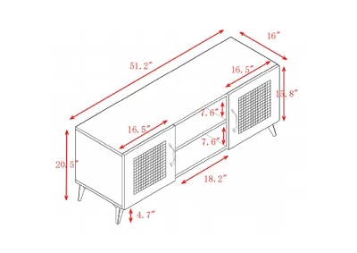 Freya 51.18" Rattan TV Stands With 2 Rattan Cabinet Doors And 2 Open Shelves For TVs Up To 60"-Maison Boucle 8 Freya 51.18" Rattan TV Stands With 2 Rattan Cabinet Doors And 2 Open Shelves For TVs Up To 60"-Maison Boucle - Image 6
