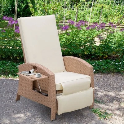 Outsunny Patio Recliner, Outdoor Reclining Chair With Flip-Up Side Table, All-Weather Wicker Metal Frame Chaise With Footrest, Cushions 3 Outsunny Patio Recliner, Outdoor Reclining Chair With Flip-Up Side Table, All-Weather Wicker Metal Frame Chaise With Footrest, Cushions
